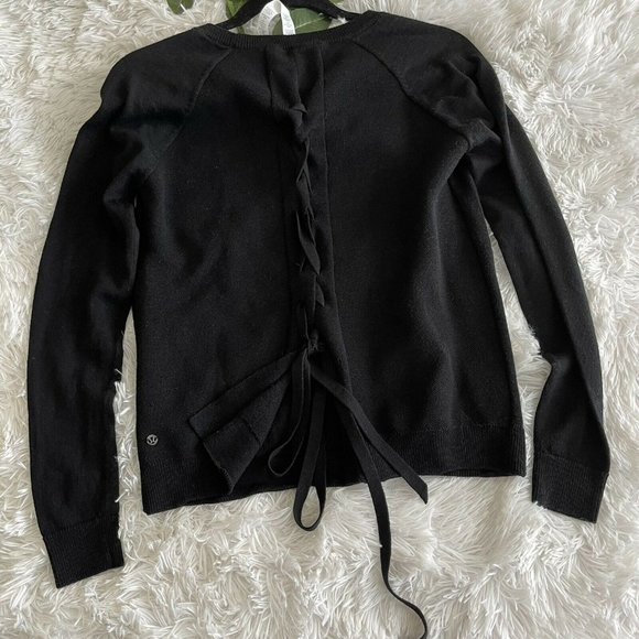 lululemon athletica Sweaters - Lululemon Tied To You Sweater Black Merino Wool 6